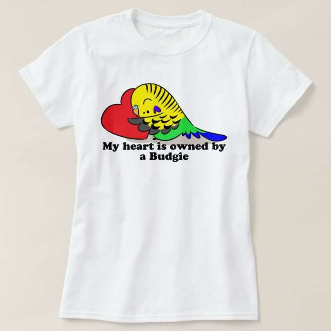 T-shirt Mon coeur appartient à une perruche verte (Design devant)