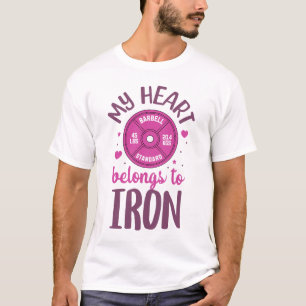 T-shirt Mon cœur appartient au gym de fitness Pink Barbell