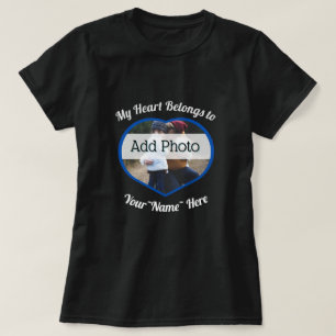 T-shirt Mon coeur Appartient au nom White Heart photo T-Sh