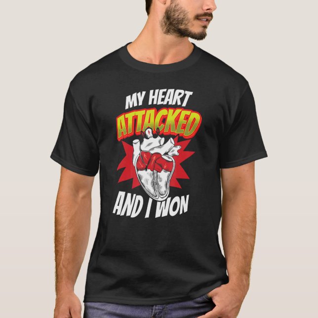 T-shirt Mon Coeur Attaqué Et J'Ai Gagné Une Attaque Cardia (Devant)