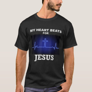 T-shirt Mon Coeur bat pour Jésus Christ Christian Heartbea