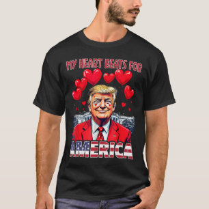 T-shirt Mon cœur bat pour l'Amérique Trump Saint Valentin