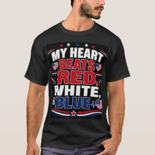 T-shirt Mon cœur bat rouge blanc & bleu