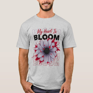T-shirt Mon cœur est en fleurs Graphisme floral audacieux