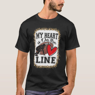 T-shirt Mon Coeur Est En Ligne Football Offensif Lineman