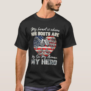 T-shirt Mon Coeur Est Là Où Ses Bottes Sont Mon Fils Mon A