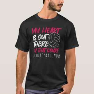 T-shirt Mon Coeur Est Là Sur Ce Court Volley-ball Maman