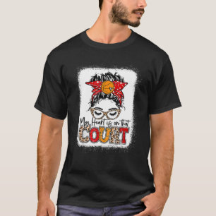 T-shirt Mon Coeur Est Sur Ce Court Basket, Léopard Bask