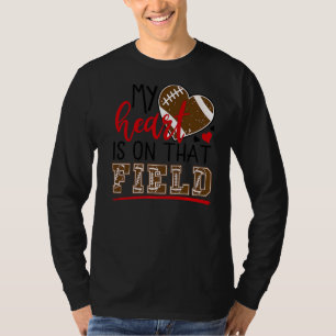 T-shirt Mon Coeur Est Sur Ce Terrain Football Maman Sport 