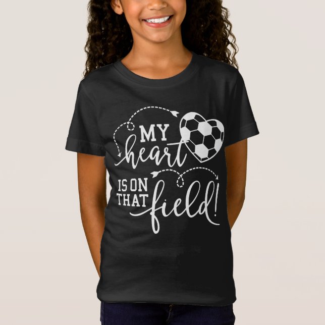 T-Shirt Mon Coeur Est Sur Ce Terrain, Pour Maman De Footba (Devant)