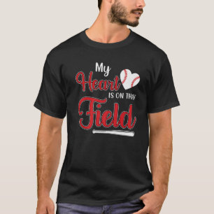 T-shirt Mon Coeur Est Sur Cette Mère De Baseball De Terrai