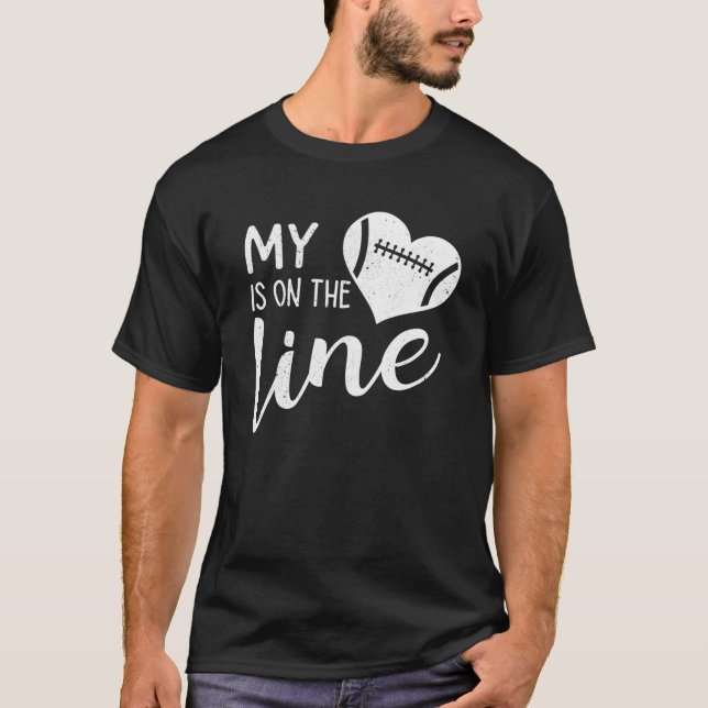 T-shirt Mon Coeur Est Sur La Ligne Drôle Football Lineman  (Devant)