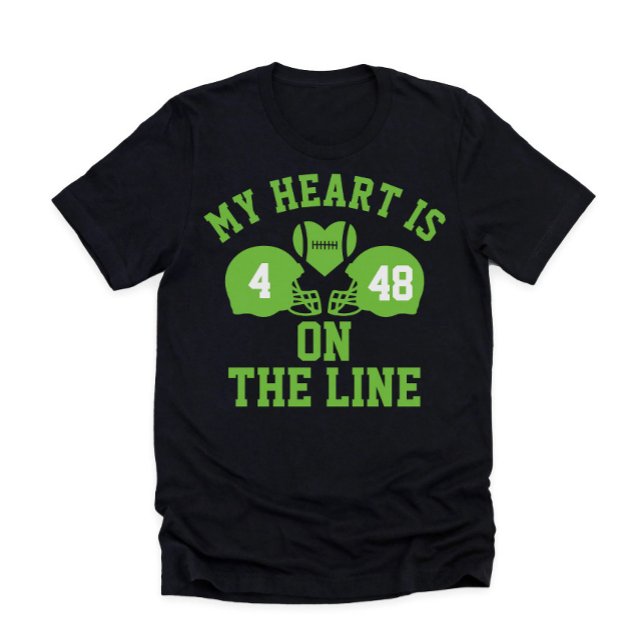 T-shirt Mon coeur est sur la ligne Football 2 joueur (Créateur téléchargé)