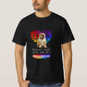 T-shirt Mon Coeur Est Tenu Par Les Pâtes D'Un Bulldog