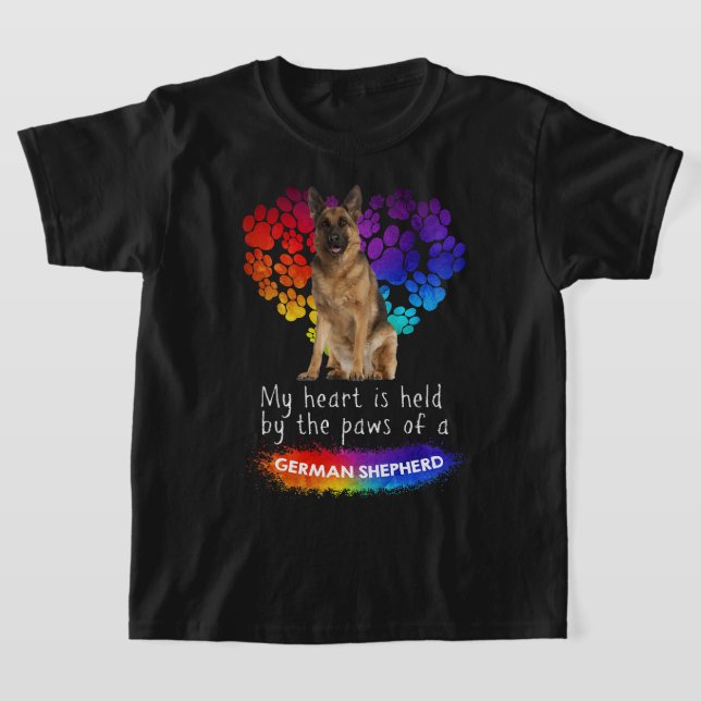 T-shirt Mon Coeur Est Tenu Par Les Paws D'Un Berger Allema (Poser)