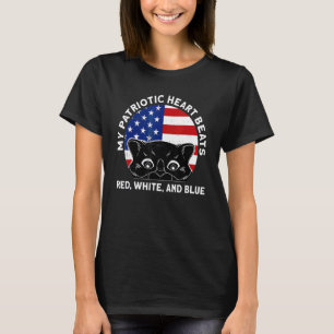 T-shirt Mon Coeur Patriotique bat 4 juillet Amusant Rouge 