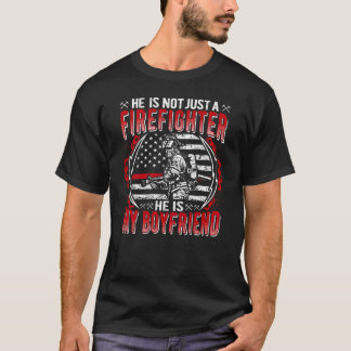 T-shirt Mon Copain Est Un Pompier Mince Red Line Fire G