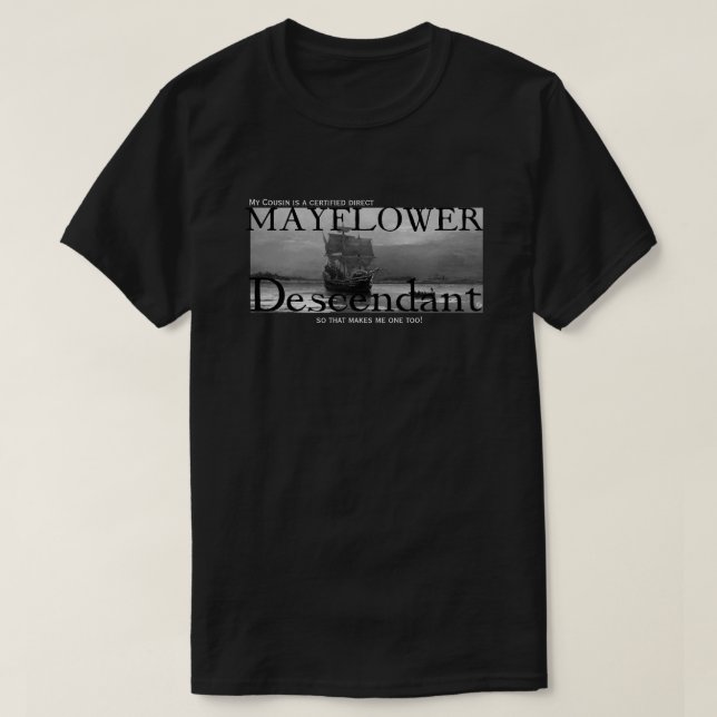 T-shirt Mon cousin est un descendant certifié de fleur (Design devant)
