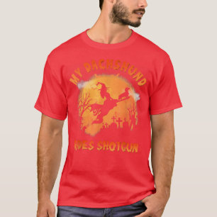 T-shirt Mon Dachshund Rides Tiré Funny Halloween Amoureux