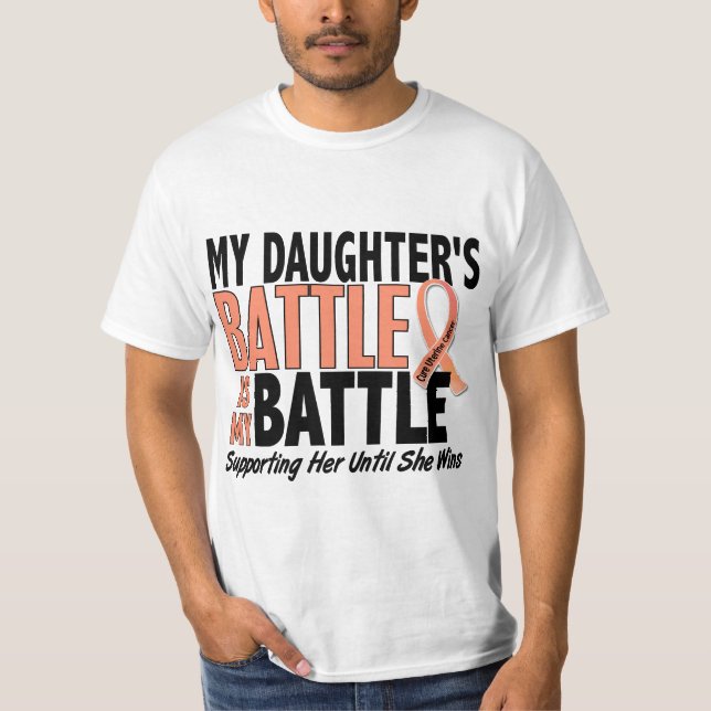 T-shirt Mon de bataille Cancer utérin de fille trop (Devant)
