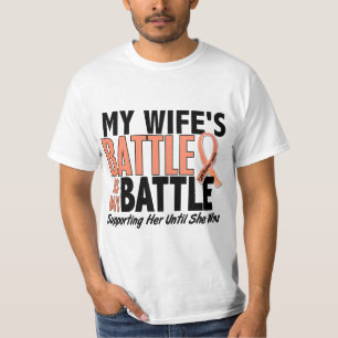T-shirt Mon de bataille Cancer utérin d'épouse trop