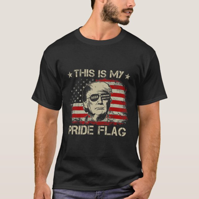 T-shirt Mon Drapeau De Fierté Trump 2024 Drapeau Américain (Devant)