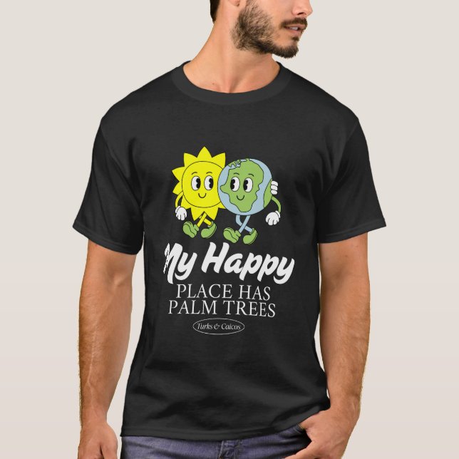 T-shirt Mon endroit heureux est doté de palmiers (Devant)