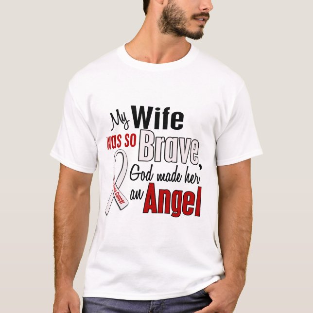 T-shirt Mon épouse est un cancer de poumon d'ange (Devant)