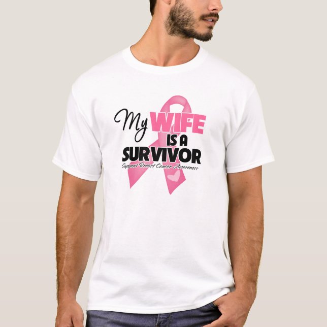T-shirt Mon épouse est une survivante - cancer du sein (Devant)