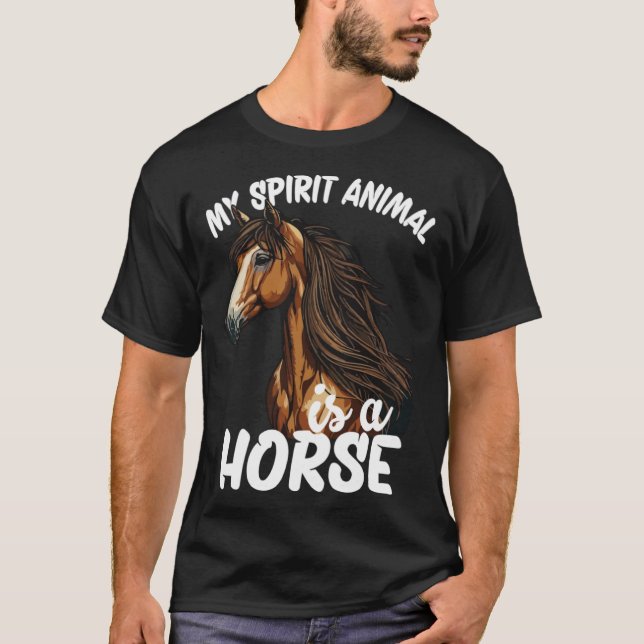 T-shirt Mon Esprit Animal Est Un Cheval (Devant)