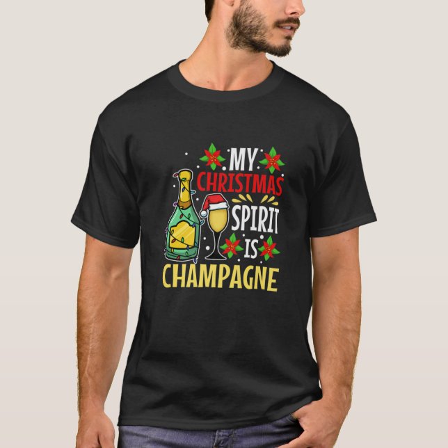 T-shirt Mon esprit de Noël est le champagne (Devant)