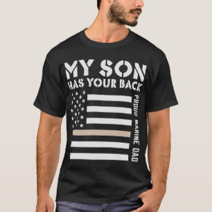 T-shirt Mon Fils A Ton Dos Fier Marine Papa Usa Drapeau
