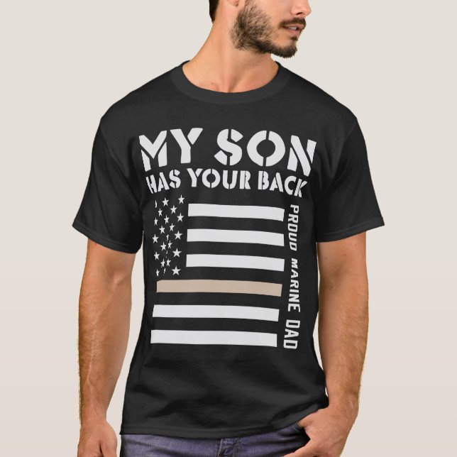 T-shirt Mon Fils A Ton Dos Fier Marine Papa Usa Drapeau (Devant)