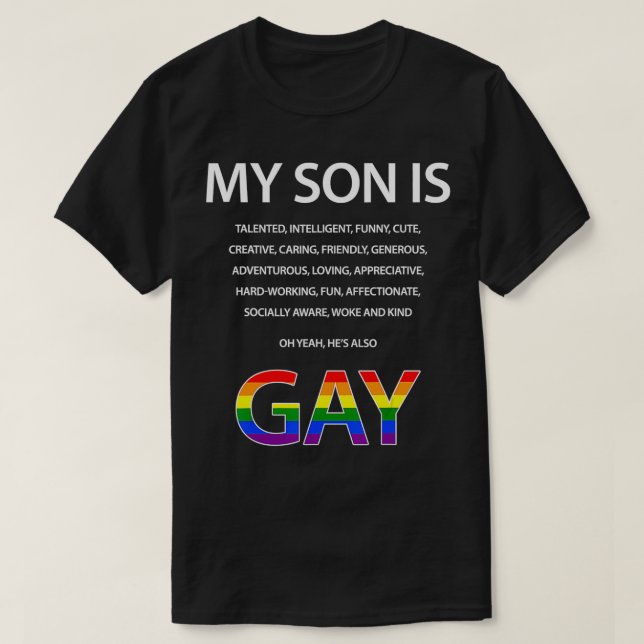 T-shirt Mon fils est des cadeaux gay pour maman papa paren (Design devant)