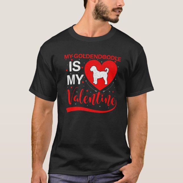 T-shirt Mon Goldendoodle Est Mon Valentine Funny Goldendoo (Devant)