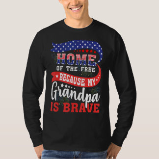 T-shirt Mon Grand-Père Est Brave Vétérinaire Drapeau Améri