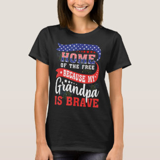 T-shirt Mon Grand-Père Est Brave Vétérinaire Drapeau Améri