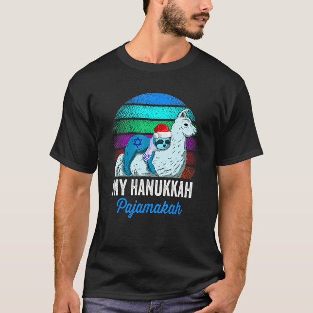 T-shirt Mon Hanoukka Pajamakah Chanukah Pajamas Sloth Meno (Devant)