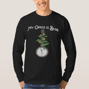 T-shirt Mon Herbe Est Bleu Banjo Vine Fleurs Vintages Illu
