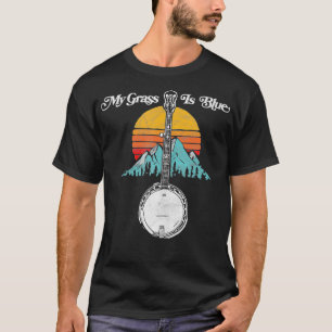 T-shirt Mon herbe est Blue Retro Rocky Mountain Banjo Blue