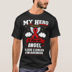 T-shirt Mon Héros Est Maintenant Mon Ange Sang Cancer Nuag
