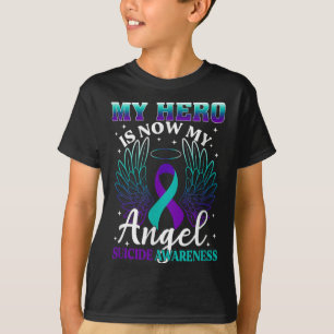 T-shirt Mon héros est maintenant mon ange Suicide Turquois