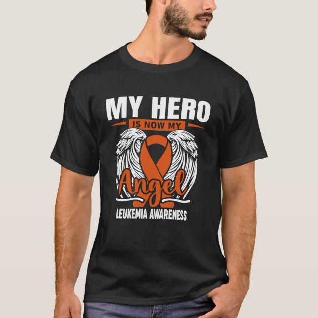 T-shirt Mon Héros Est Maintenant Mon Angel Leukemia Orange (Devant)