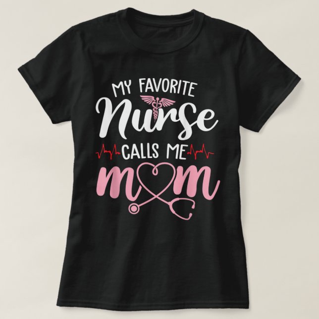 T-shirt Mon Infirmière Préférée M'Appelle Maman Fleurs Mig (Design devant)