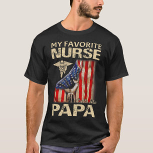 T-shirt Mon infirmière préférée m'appelle PAPA USA Drapeau