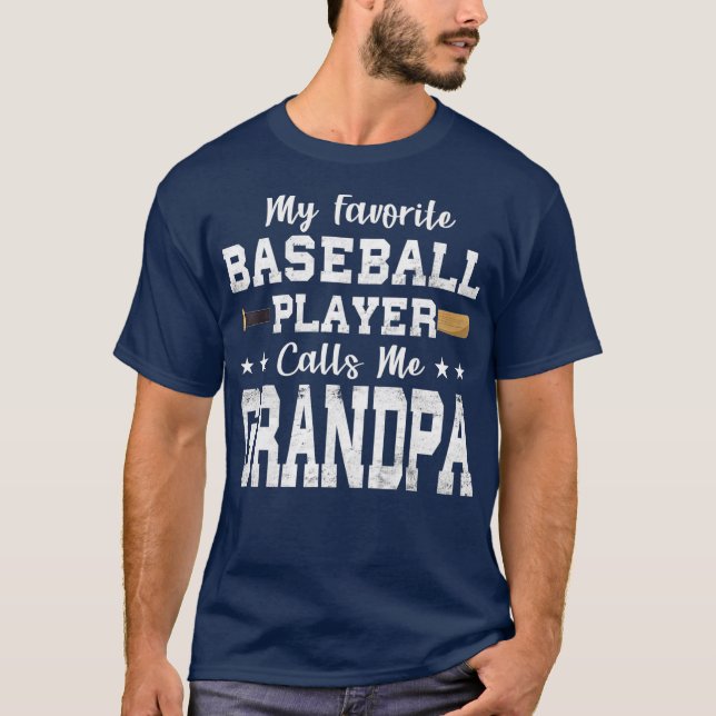 T-shirt Mon Joueur De Baseball Préféré M'Appelle Grand-Pèr (Devant)