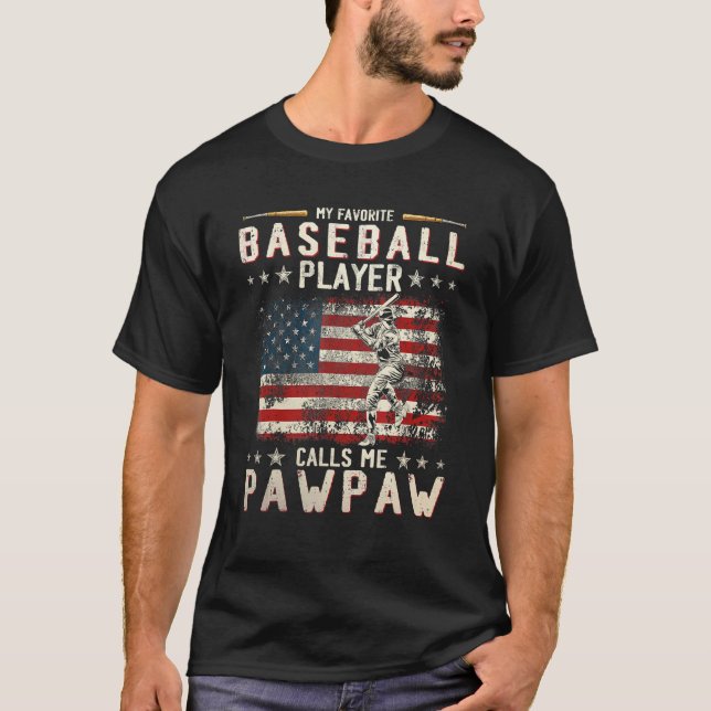 T-shirt Mon Joueur De Baseball Préféré M'Appelle Le Drapea (Devant)