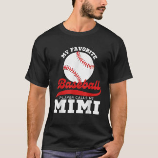 T-shirt Mon Joueur De Baseball Préféré M'Appelle Mimi Cute