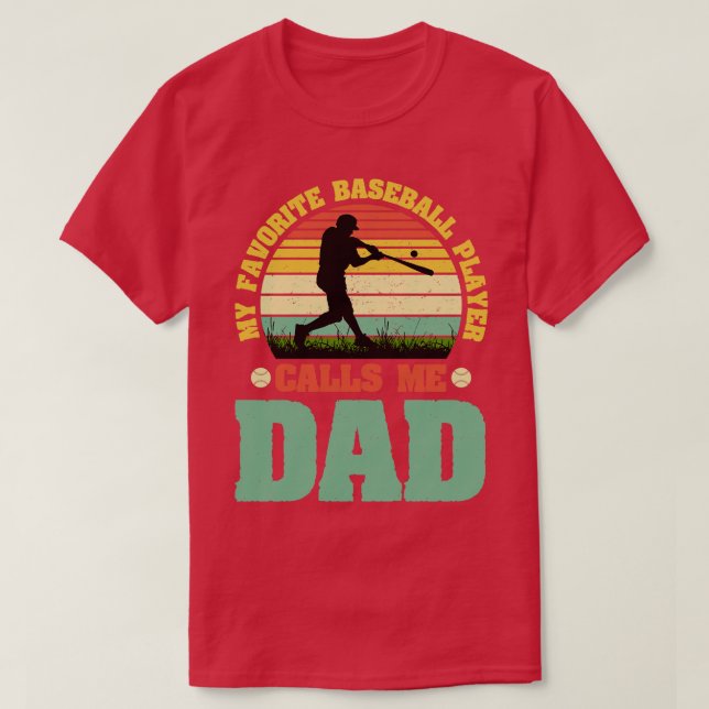 T-shirt Mon Joueur De Baseball Préféré M'Appelle Papa (Design devant)