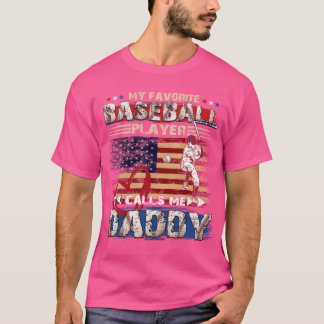 T-shirt Mon Joueur De Baseball Préféré M'Appelle Papa